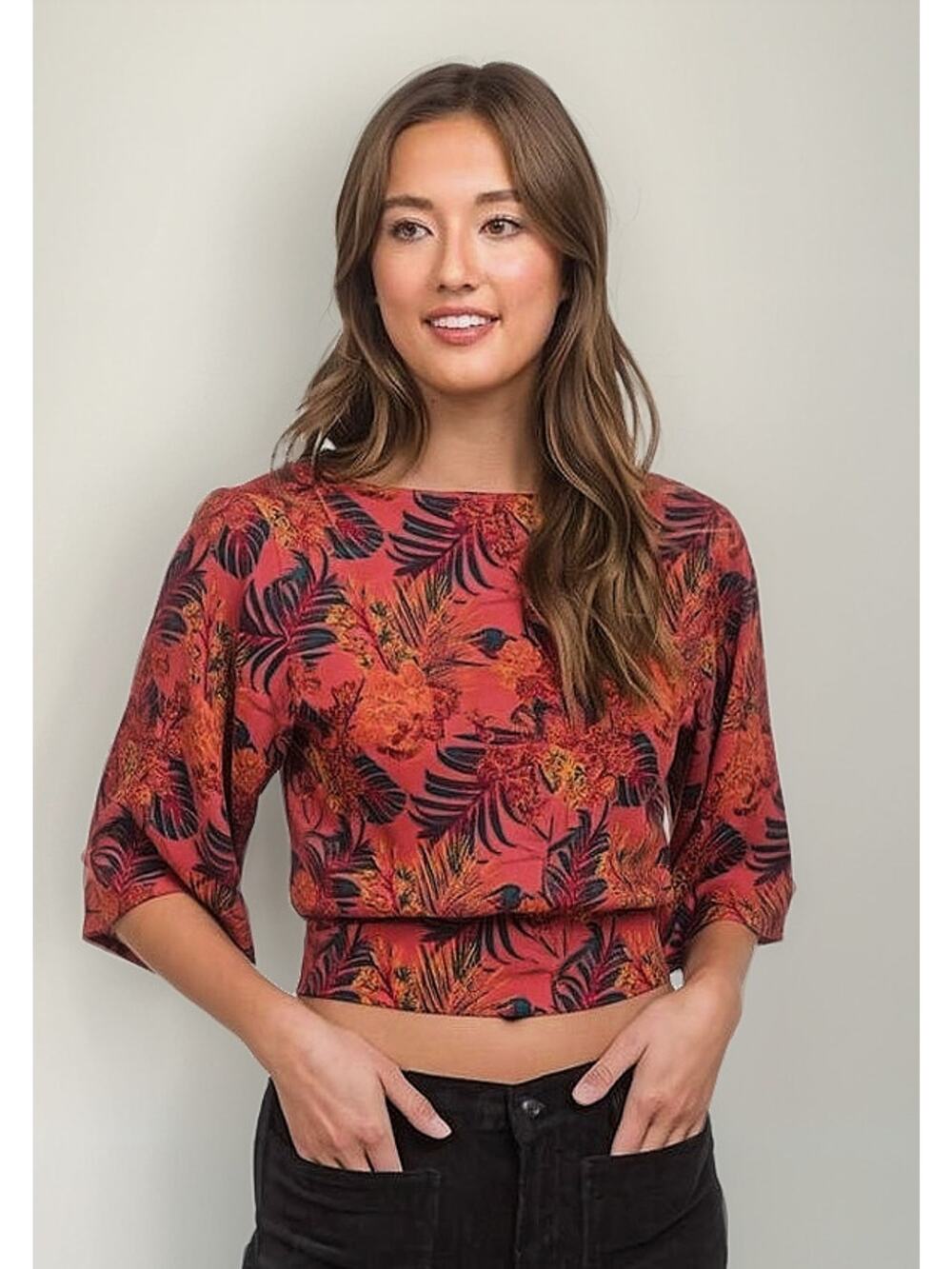 Hurley Blouse SZ Extra Large Back Tie Party Top Orange NWT Botan Parade Tropical